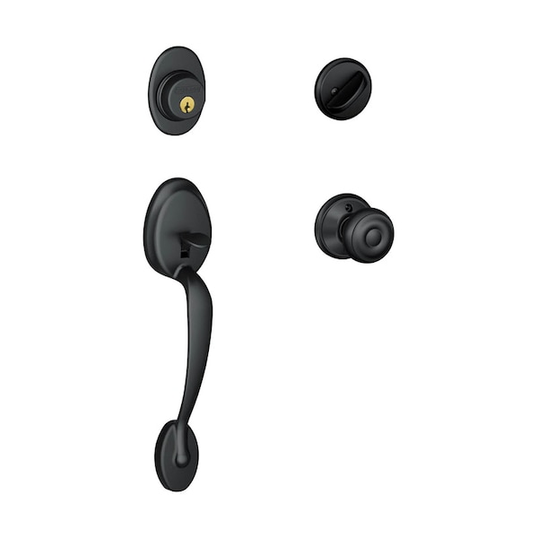 Schlage Plymouth/Georgian Matte Black Handleset Right or Left Handed F60PLYXGEO622 - main